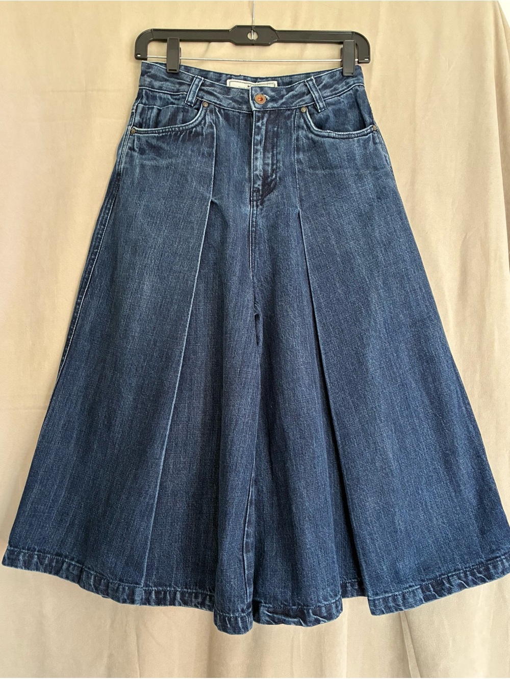 Dark Indigo Wide-Leg Denim Culottes - Picture 6 of 11